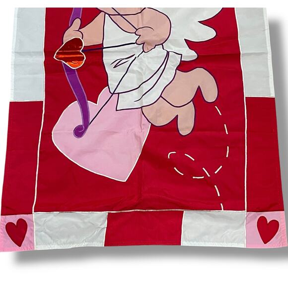 Vintage Valentines Day Cupid Heart Arrow Love Outdoor Garden Flag 28"W x 44"L - Picture 8 of 12